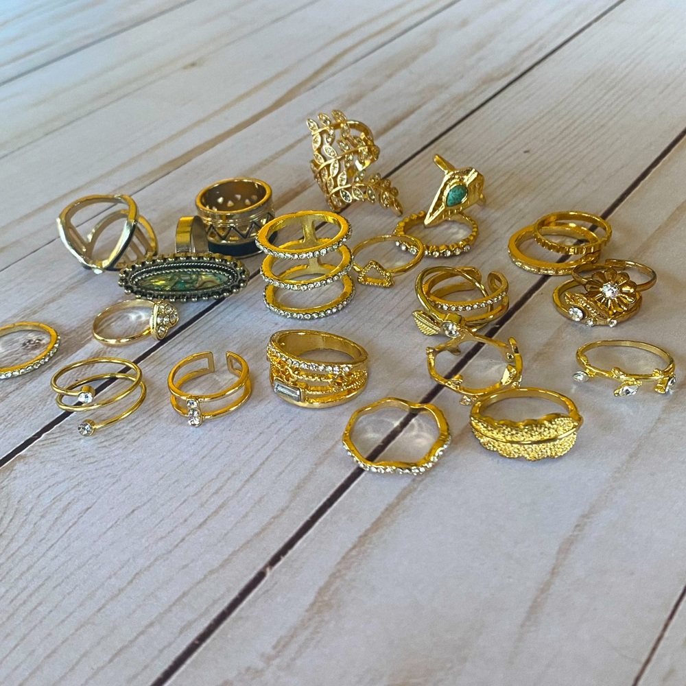 GOLD BUNDLE FASHION JEWELRY | stackable midi rings